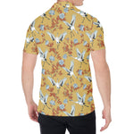White Japanese Cranes Pattern Print Men's Shirt