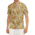White Japanese Cranes Pattern Print Men's Short Sleeve Rash Guard