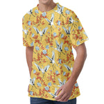 White Japanese Cranes Pattern Print Men's Velvet T-Shirt