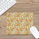 White Japanese Cranes Pattern Print Mouse Pad