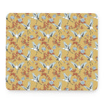 White Japanese Cranes Pattern Print Mouse Pad