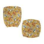 White Japanese Cranes Pattern Print Office Chair Cover