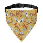 White Japanese Cranes Pattern Print Over The Collar Dog Bandana