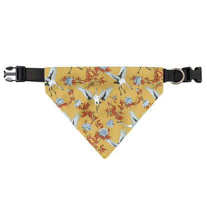White Japanese Cranes Pattern Print Over The Collar Dog Bandana