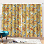 White Japanese Cranes Pattern Print Pencil Pleat Curtains