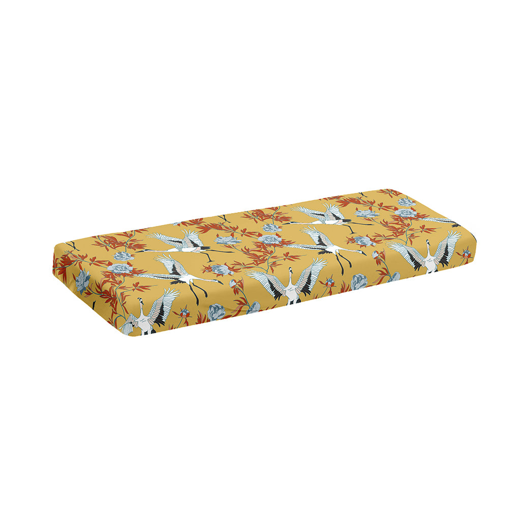White Japanese Cranes Pattern Print Piano Keyboard Cover