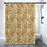 White Japanese Cranes Pattern Print Premium Shower Curtain