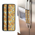White Japanese Cranes Pattern Print Refrigerator Handle Covers