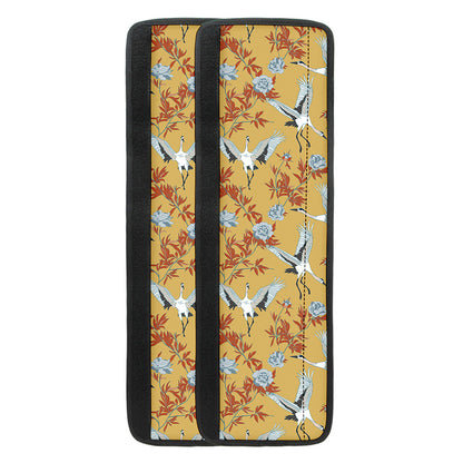 White Japanese Cranes Pattern Print Refrigerator Handle Covers