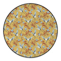 White Japanese Cranes Pattern Print Round Floor Mat