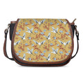White Japanese Cranes Pattern Print Saddle Bag