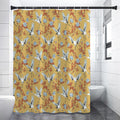 White Japanese Cranes Pattern Print Shower Curtain
