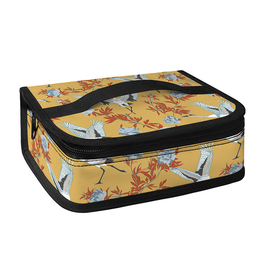 White Japanese Cranes Pattern Print Small Lunch Bag