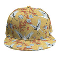 White Japanese Cranes Pattern Print Snapback Cap