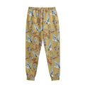 White Japanese Cranes Pattern Print Sweatpants