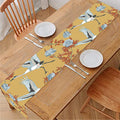 White Japanese Cranes Pattern Print Table Runner