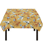 White Japanese Cranes Pattern Print Tablecloth