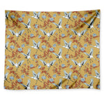 White Japanese Cranes Pattern Print Tapestry