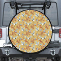 White Japanese Cranes Pattern Print Tire Cover