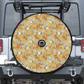 White Japanese Cranes Pattern Print Tire Cover With Camera Hole
