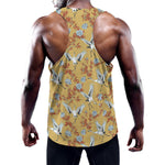 White Japanese Cranes Pattern Print Training Tank Top