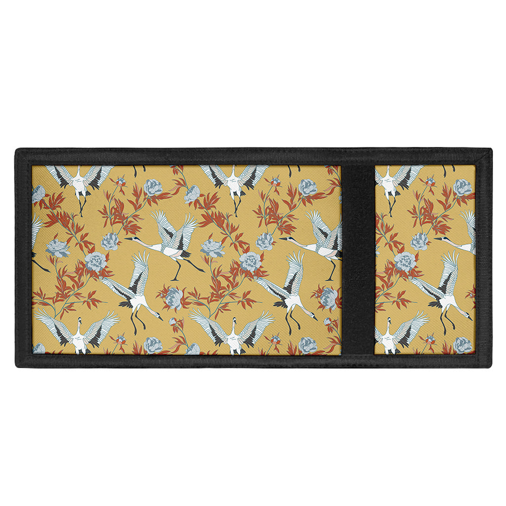 White Japanese Cranes Pattern Print Trifold Wallet