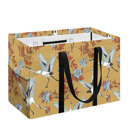 White Japanese Cranes Pattern Print Utility Tote Bag
