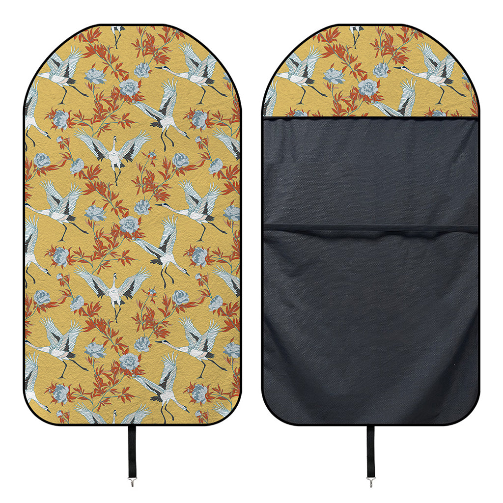 White Japanese Cranes Pattern Print Waterproof Car Seat Cover