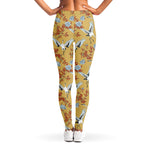 White Japanese Cranes Pattern Print Women's Leggings