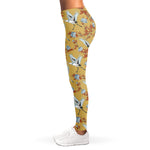 White Japanese Cranes Pattern Print Women's Leggings