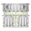 White Kaleidoscope Print 3 Piece Kitchen Curtains