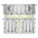 White Kaleidoscope Print 3 Piece Kitchen Curtains