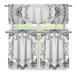 White Kaleidoscope Print 3 Piece Kitchen Curtains