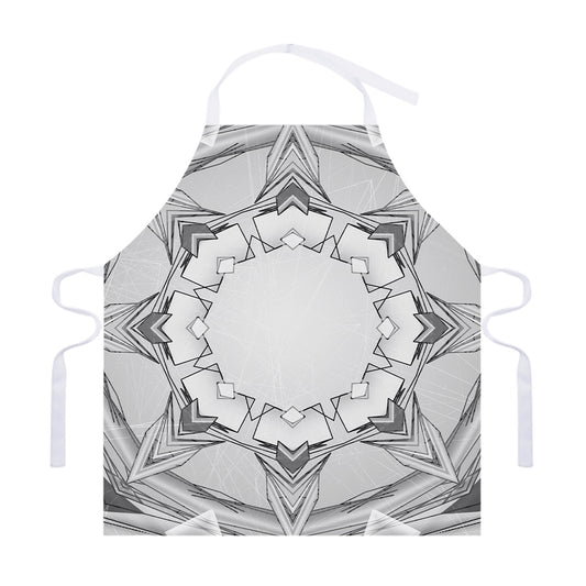 White Kaleidoscope Print Adjustable Apron