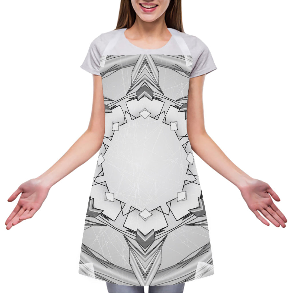 White Kaleidoscope Print Adjustable Apron