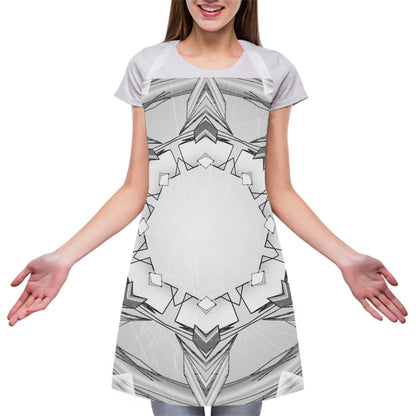 White Kaleidoscope Print Adjustable Apron