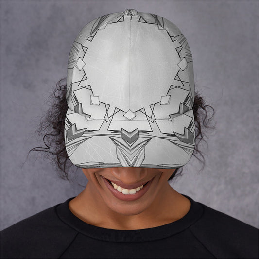 White Kaleidoscope Print Baseball Cap