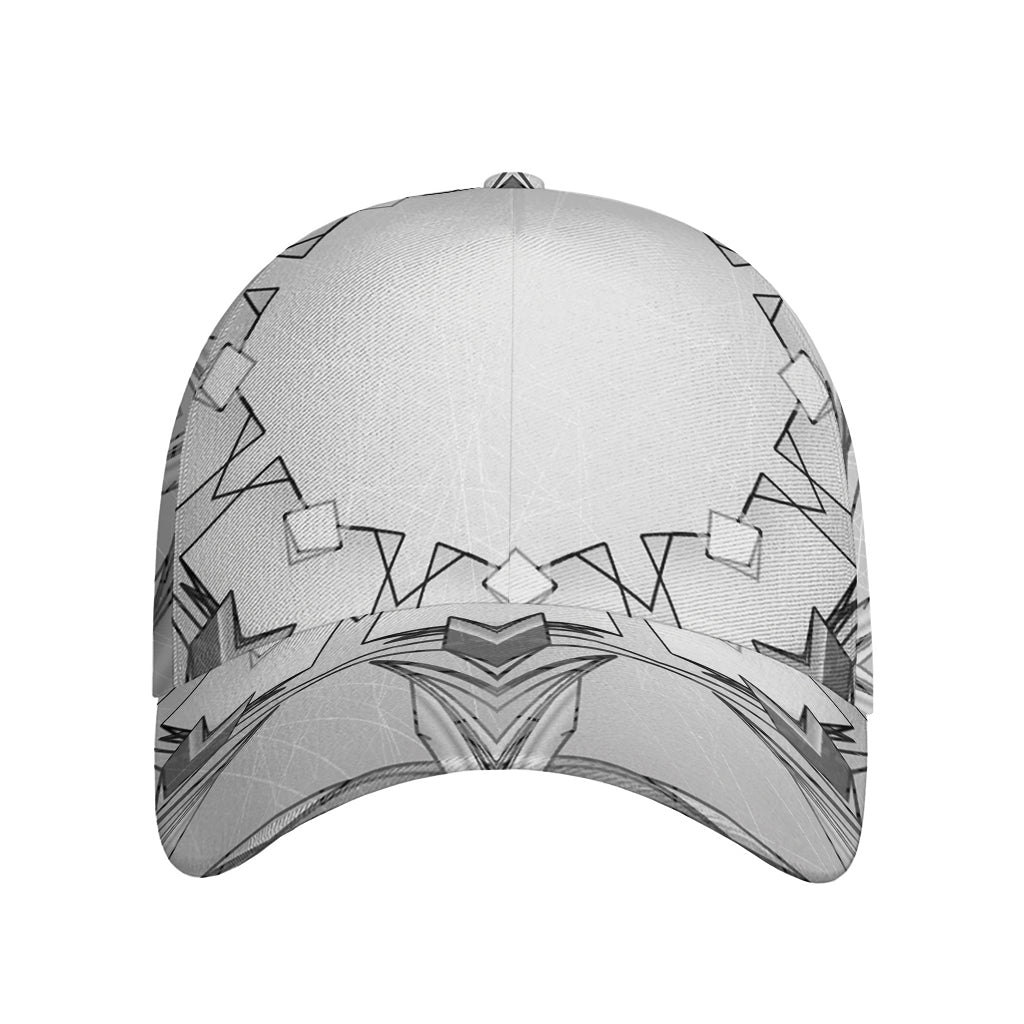 White Kaleidoscope Print Baseball Cap