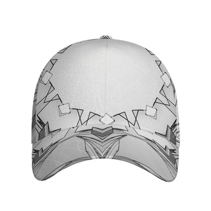 White Kaleidoscope Print Baseball Cap