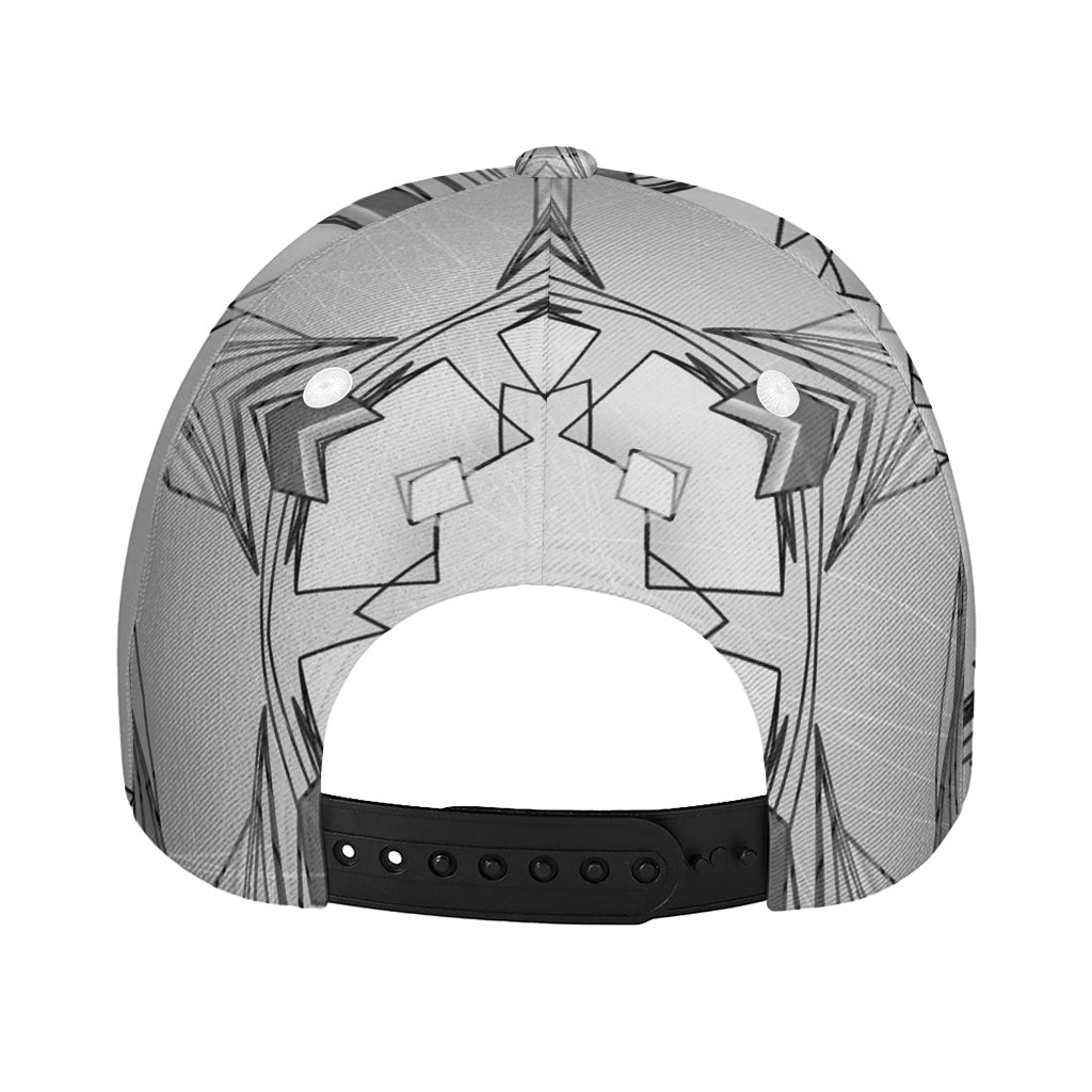 White Kaleidoscope Print Baseball Cap