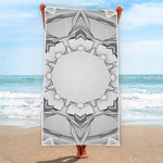 White Kaleidoscope Print Beach Towel