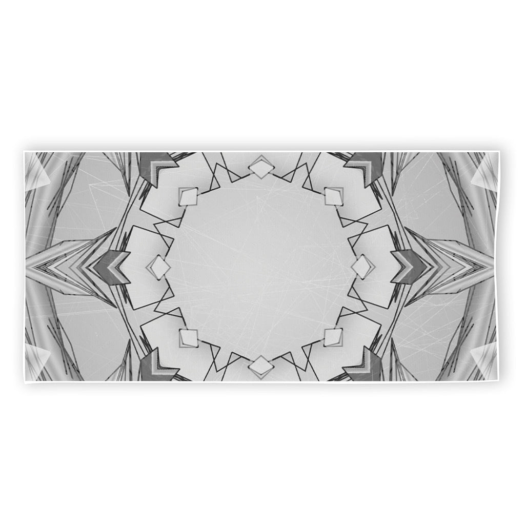 White Kaleidoscope Print Beach Towel