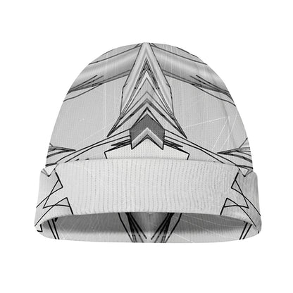 White Kaleidoscope Print Beanie