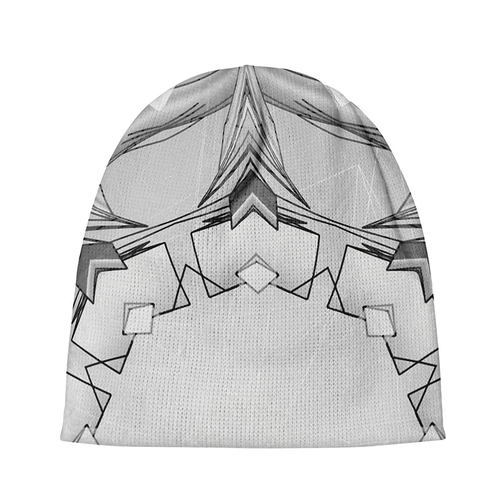White Kaleidoscope Print Beanie