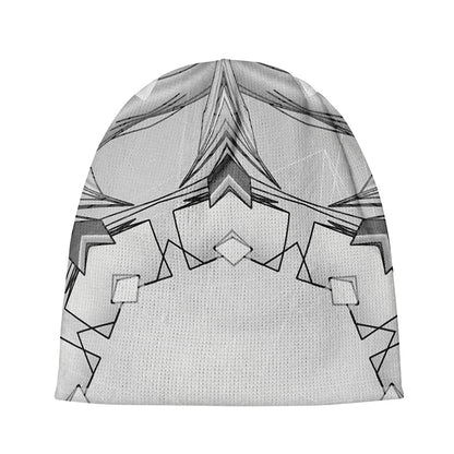White Kaleidoscope Print Beanie