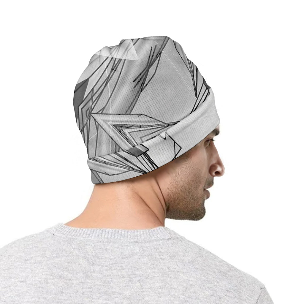 White Kaleidoscope Print Beanie