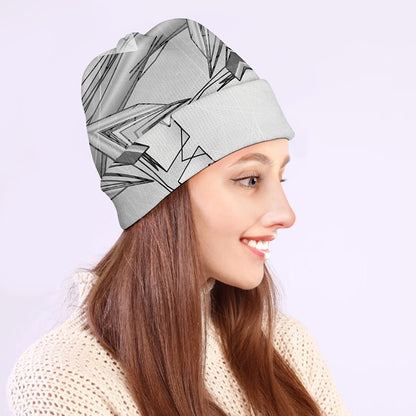 White Kaleidoscope Print Beanie