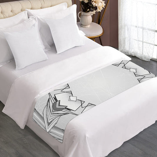 White Kaleidoscope Print Bed Runner