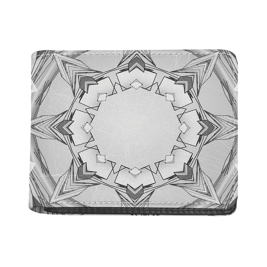 White Kaleidoscope Print Bifold Wallet