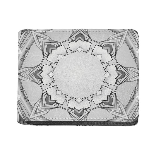 White Kaleidoscope Print Bifold Wallet